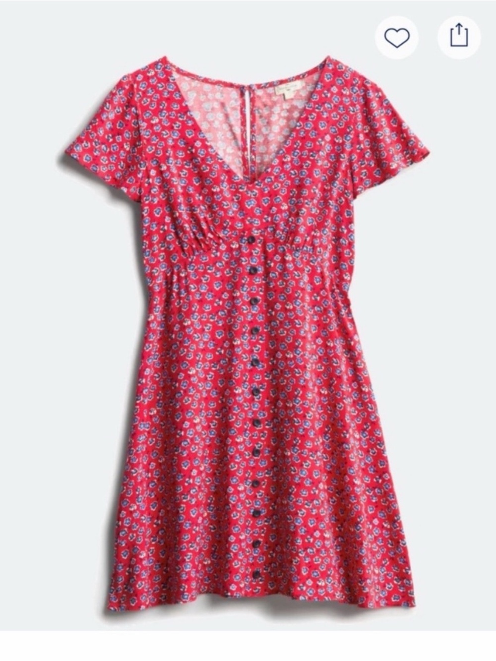 Mason & Belle Lyla Red Floral V-Neck Mini Dress Flutter Sleeve, Size XL